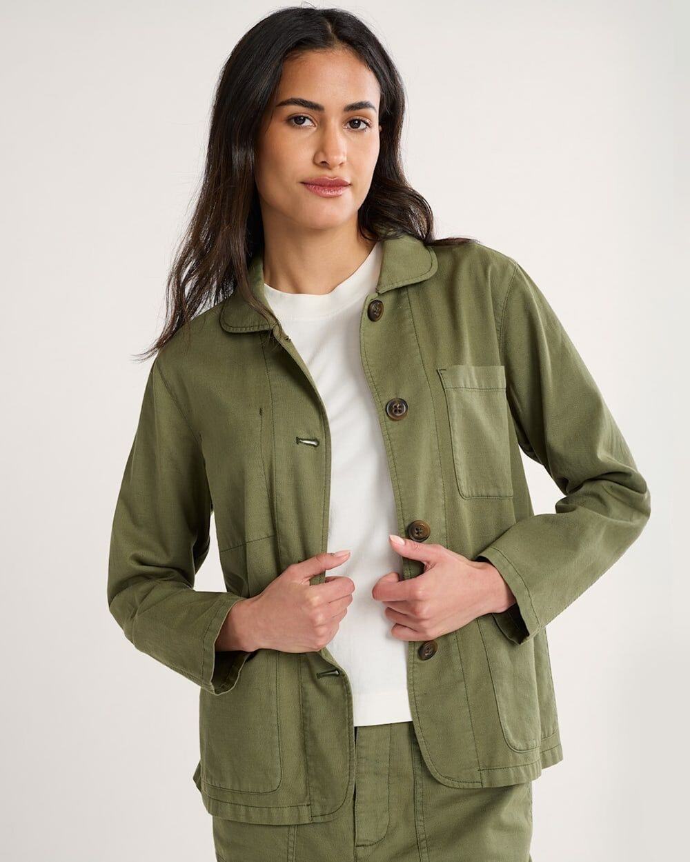 Pendleton Utility Cotton Linen Workwear Chore Jacket Olive Green Size M